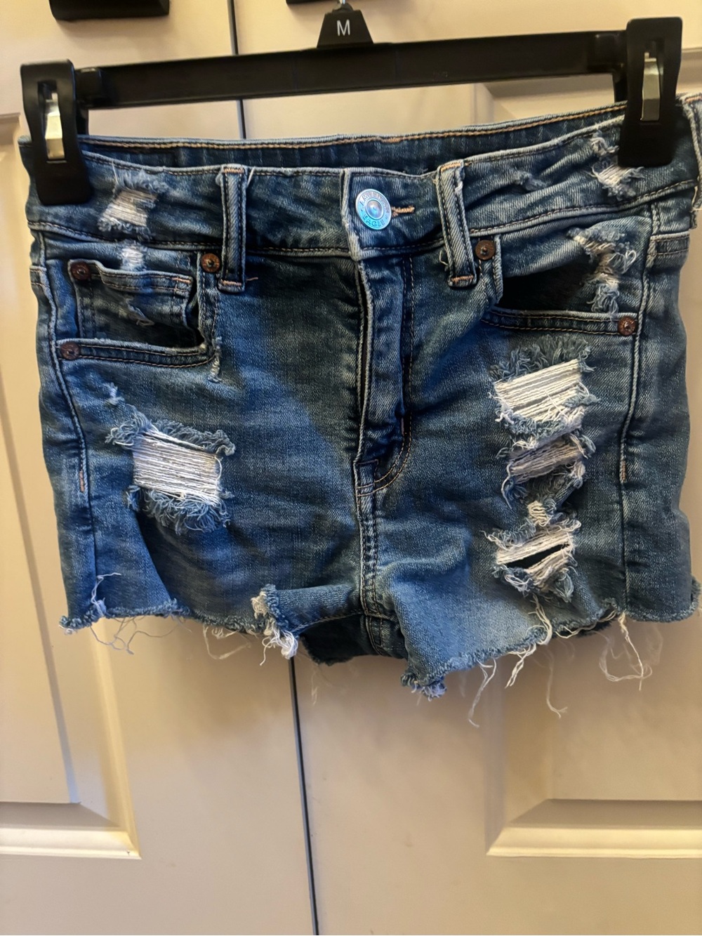 American Eagle Outfitters Distressed Blue Denim Shorts